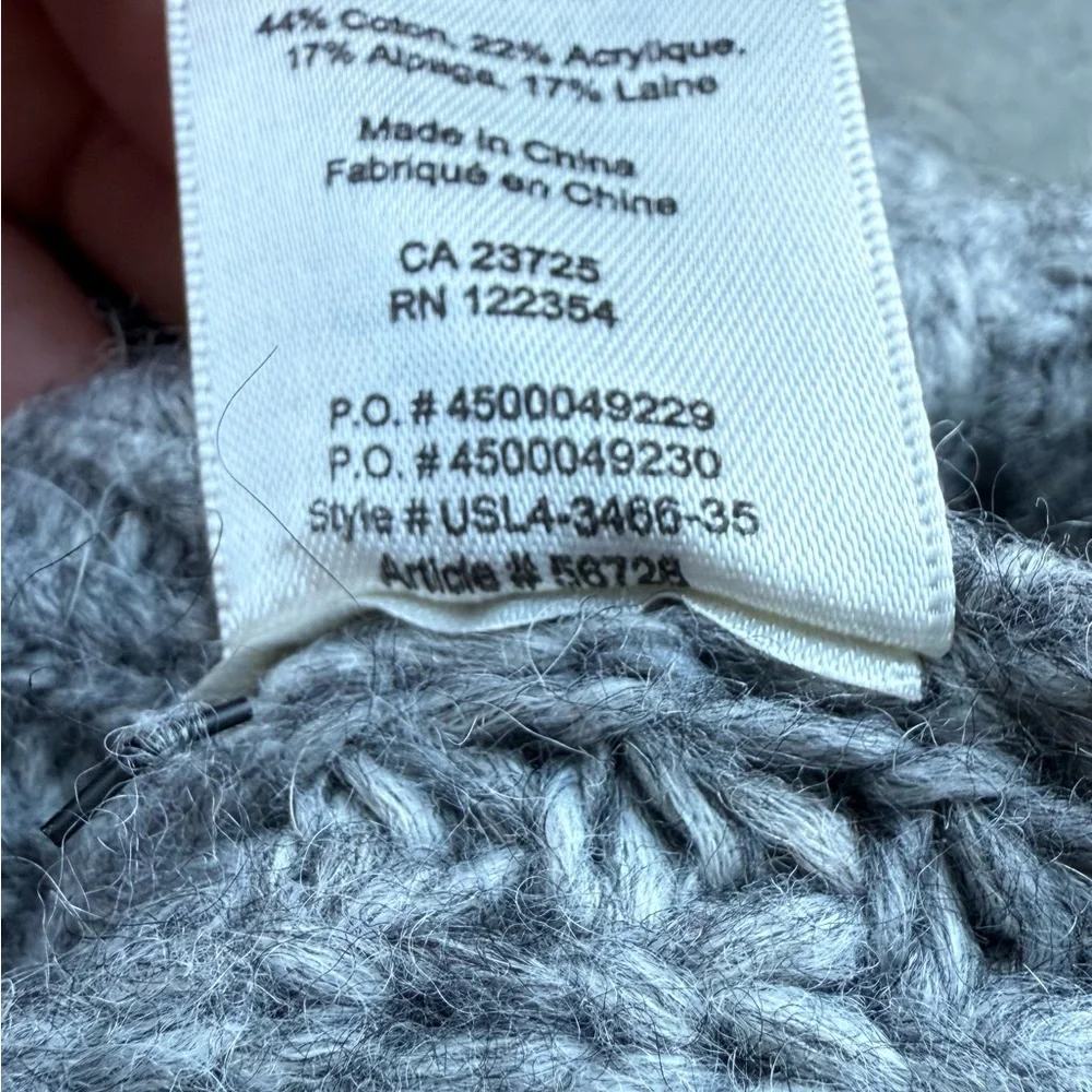 Wilfred Aritzia Charcoal V-Neck Sweater Cotton and Alpaca Blend Size Small - Picture 7 of 9